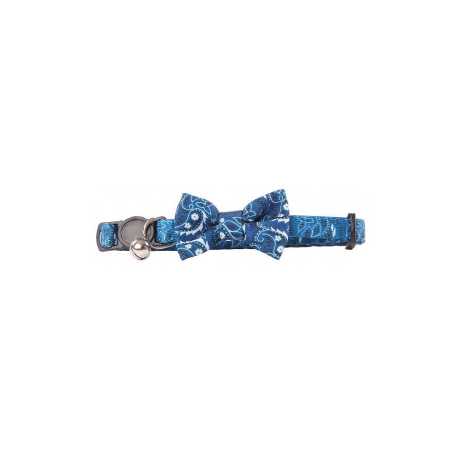 ANIMAL HOUSE HOSPITAL - PRODUCTS PAWISE CAT COLLAR WBOWKNOT BLUE