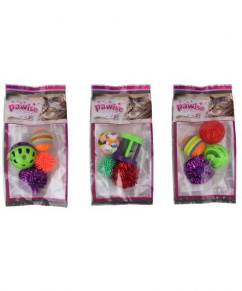 ANIMAL HOUSE HOSPITAL - PRODUCTS PAWISE 4PK CAT BALL TOY ASST.