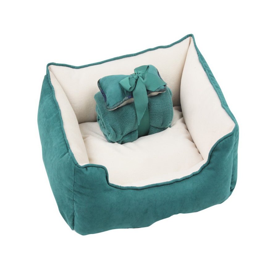 ANIMAL HOUSE HOSPITAL - PRODUCTS PAWISE DOG BED WBLANKET BONE GREEN